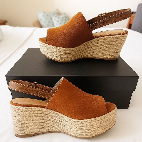 Macy's Shoes - Bruno Menegatti Brown Suede Slingback Wedge Sandals